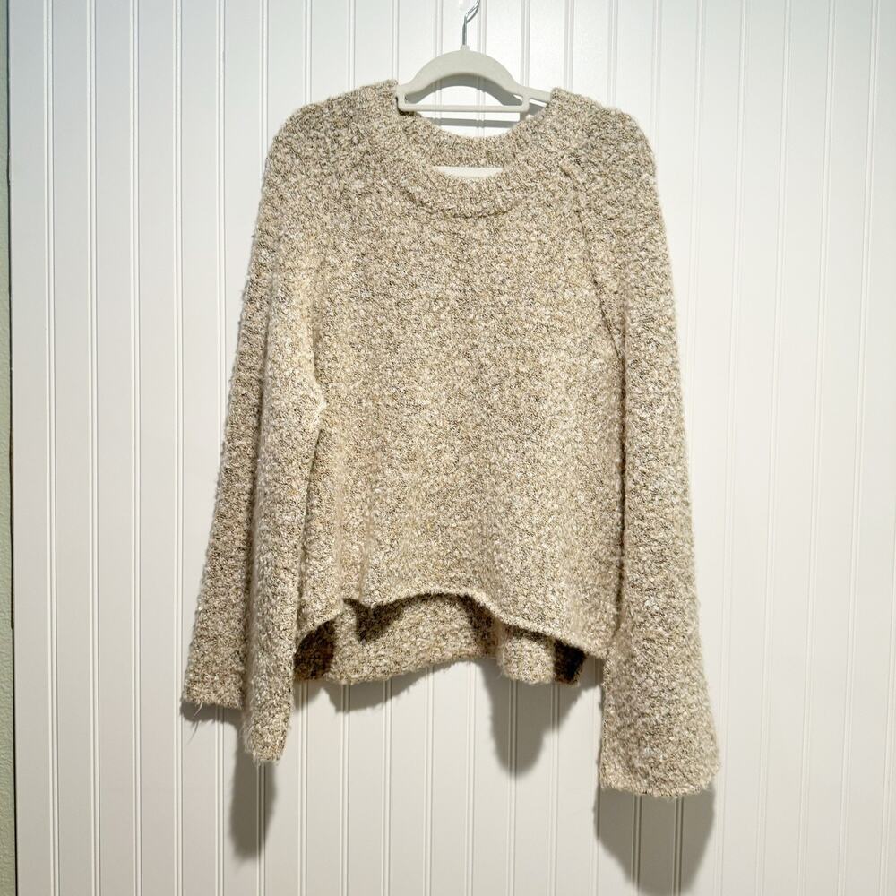 Free People BFF Cocoon Sweater Tan Raglan Wide Sleeves Size Med - Picture 2 of 6